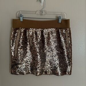 Lily White Gold Sequin Mini Skirt XL Sparkle Glam Partywear Night Out
